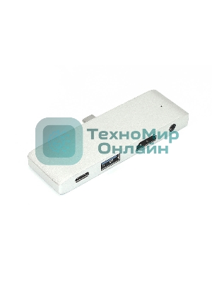 Адаптер Type-C на HDMI, USB 3.0 + Audio 3,5 + Type-C, серебро