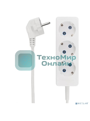Удлинитель STANDARD 3 гнезда, 3м, 3х1,0мм², с/з, белый Rexant