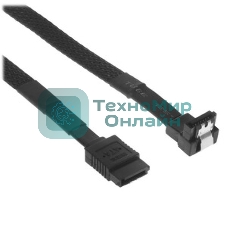 Кабель интерфейсный SATA Cablexpert CC-SATAM-DATA90-BL-100CM, Sata3 7pin/7pin, мет.защелка, угловой разъем, 100 см, черный, пакет