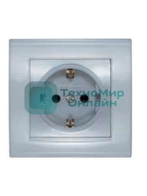Розетка 1-м СП Бриллиант защ. шторки с заземл. серебр. UNIVersal 7949889