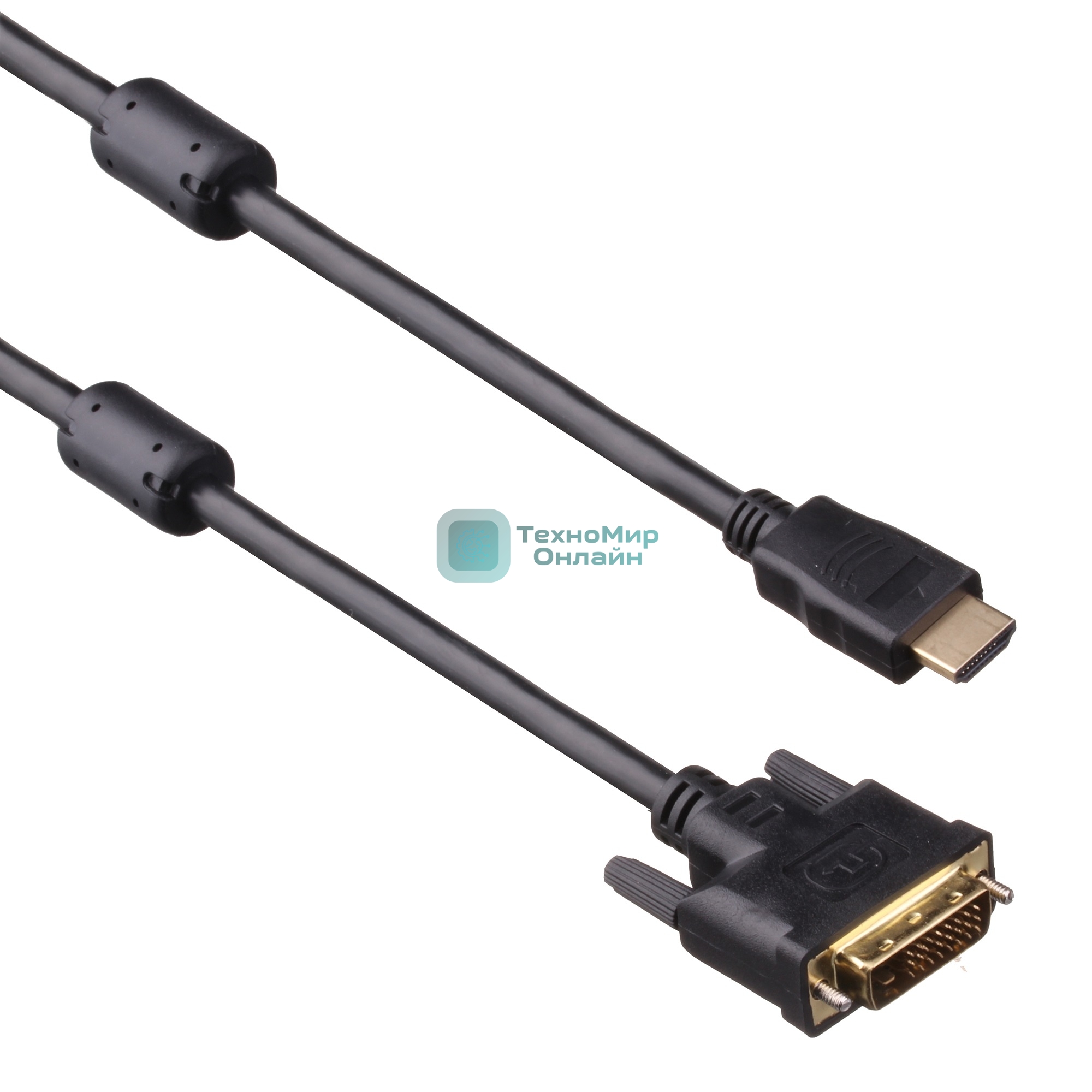 Кабель HDMI-DVI ExeGate EX-CC-HDMIM-DVIM-1.8 (19M/25M, dual link, 2 фильтра, 1,8м, позолоченные контакты)