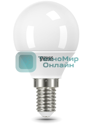 Лампа светодиодная LED Gauss 8Вт E14 220В 4100К Elementary шар 53128