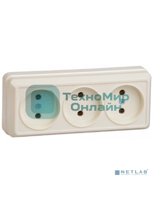 Розетка IEK ERO30-K33-10-DC РС23-2-ОК 3 местн. без з/к 10А откр.уст. ОКТАВА (кремовый)