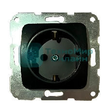 Розетка Kranz DEA 1-ая с/з с/у 16А мех. черный металлик KR-78-0331