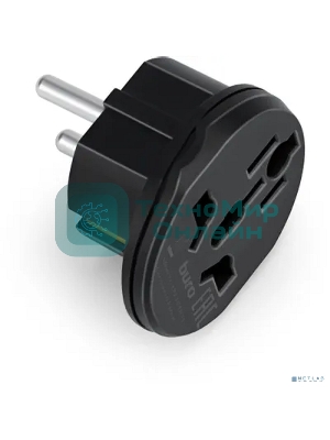 Адаптер-переходник Buro BU-PA01-B, 1 розетка, черный (пакет ПЭ)