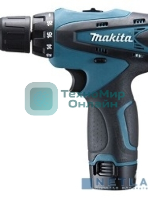 Дрель-шуруповерт Makita DF330DWE, 10,8 В, 1,3 Ач, 24 Нм, щеточный