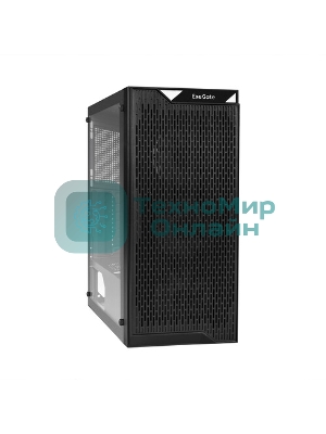 Компьютерный корпус Miditower ExeGate EVO-5001A-600NPX (ATX, БП 600NPX с вент. 12 см, 2хUSB+1хUSB 3.0+HD Audio, черный, 3 вент.12см с RGb подсветкой, боковая панель - закаленное стекло)