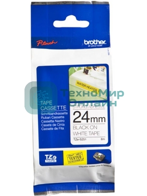 Наклейка ламинированная повышенной адгезии Brother TZe-S251 (24 мм черн/бел)