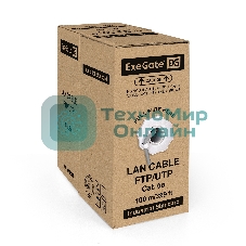 Кабель ExeGate FTP 4 пары кат.5e CCA, 24AWG, экран, бухта 100м, серый, PVC