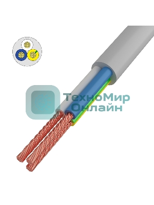 Провод соединительный ПВС Rexant 3x1,0 мм², белый, длина 5 метров, ГОСТ 7399-97