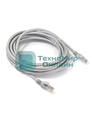 Патч-корд ExeGate EX286385RUS UTP-RJ45-RJ45-5e-5M-LSZH-GY, UTP, cat.5e, LSZH, 5м, серый