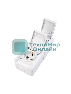 Блок вертикальный 2 розетки (керамика) Kranz INDUSTRIAL IP54 с заземлением, о/у, белый