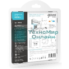 Лента светодиодная Basic Gauss 12V 4,8W/m 312lm/m 4000K IP20 LED 5m 1/100
