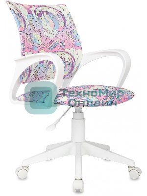 Кресло детское Бюрократ BuroKIDS 1 W мультиколор луна розовая крестов. пластик пластик белый