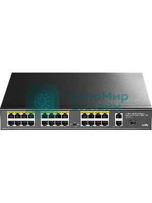 Коммутатор Cudy FS1026PS1, (L2) 24x100 Мбит/с 2x1 Гбит/с, 1SFP, 24PoE, 24PoE+ 300W, неуправляемый
