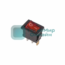 Выключатель клавишный Rexant 250V 6А (3с) ON-OFF красный с подсветкой Mini