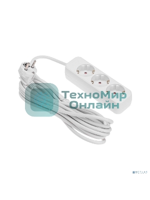 Удлинитель Rexant STANDARD 3 гнезда, 5 м, 3х1,0 мм², с/з, белый
