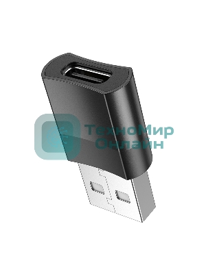 Переходник USB2.0 OTG Hoco, AM/Type-C(F), UA17, черный, коробка