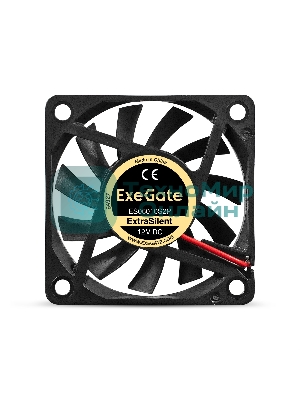 Вентилятор 12В DC ExeGate ExtraSilent ES06010S2P (60x60x10 мм, Sleeve bearing (подшипник скольжения), 2pin, 2000RPM, 16dBA)