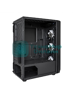 Компьютерный корпус Miditower ExeGate EVO-5001A-600NPX (ATX, БП 600NPX с вент. 12 см, 2хUSB+1хUSB 3.0+HD Audio, черный, 3 вент.12см с RGb подсветкой, боковая панель - закаленное стекло)