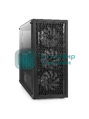 Компьютерный корпус Miditower ExeGate EVO-5001A-450NPX (ATX, БП 450NPX с вент. 12 см, 2хUSB+1хUSB 3.0+HD Audio, черный, 3 вент.12см с RGb подсветкой, боковая панель - закаленное стекло)