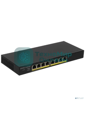 Коммутатор Smart L2 PoE+ Zyxel GS1900-8HP, 8xGE PoE+, настольный, бесшумный, бюджет PoE 70 Вт