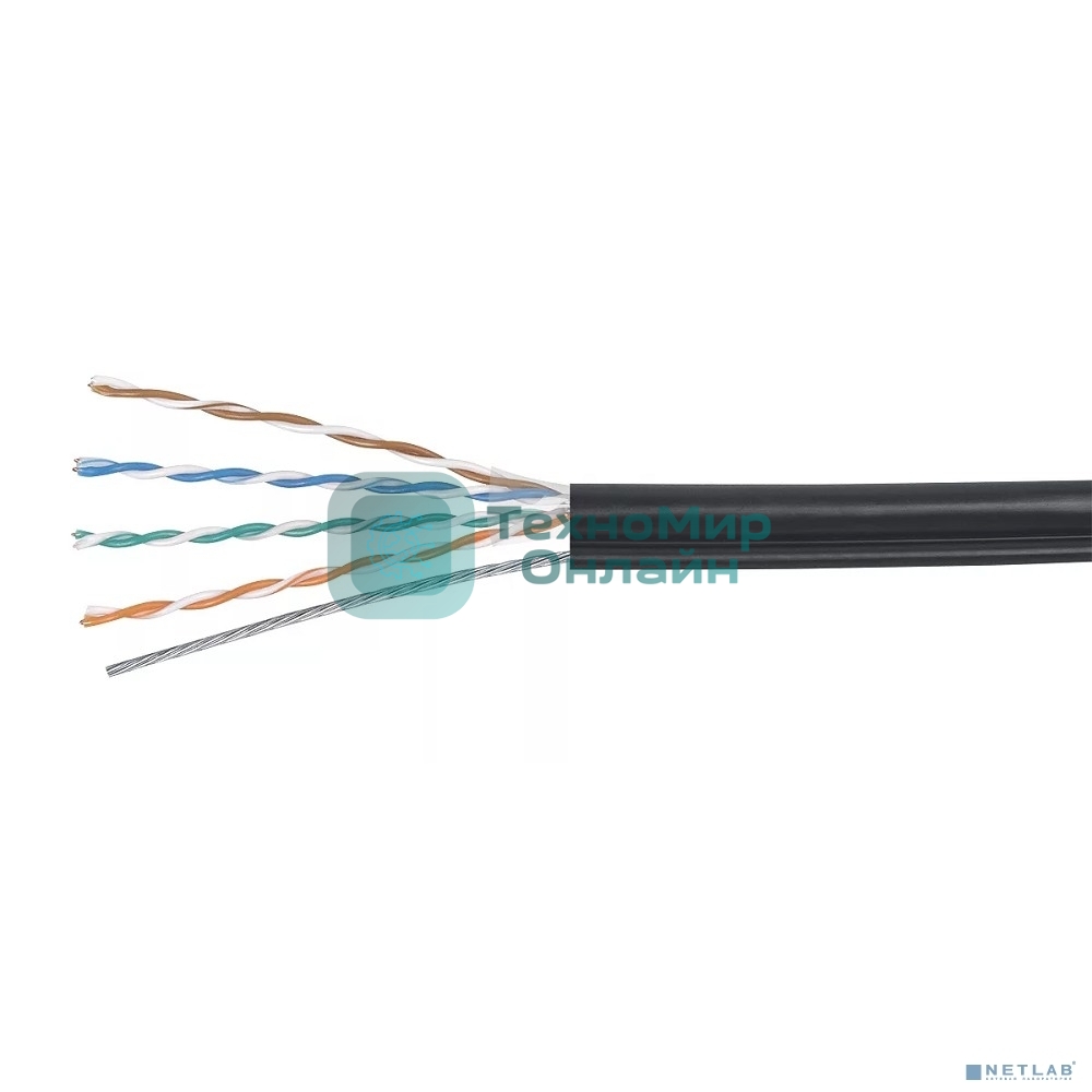 Кабель витая пара Cabeus UTP-4P-Cat.5e-SOLID-OUT-PE-UV U/UTP 5e кат. 4 пары (24 AWG), одножильный, для внешней прокладки, PE-UV (305 м)