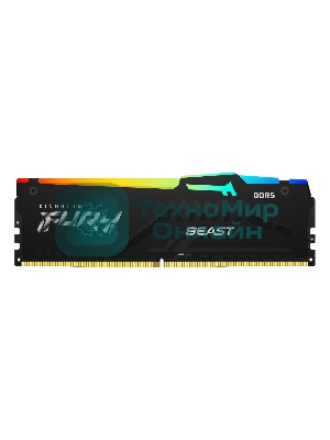 Оперативная память Kingston Fury Beast Black, DDR5, 32Gb (1x32 GB), 5200 MHz, CL40, радиатор, RGB, черный