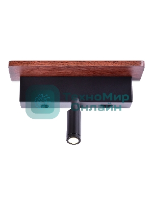 Настенный светодиодный светильник Ambrella light FW291 BK/DW черный/темное дерево LED 4200K+3000K 6W+1W 265*110*130