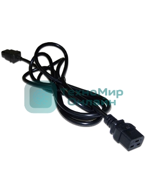 Шнур питания Lanmaster C19-C14, 3х0.75, 220В, 10А, черный, 0.5 метра