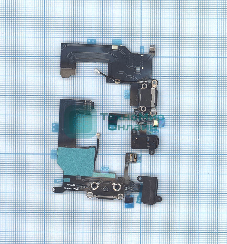 Шлейф разъема питания с аудио-разъемом для iPhone 5 черный