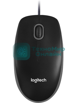 Мышь проводная Logitech B100 черный, 1000 dpi, USB, кнопки - 3