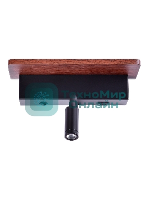 Настенный светодиодный светильник Ambrella light FW291 BK/DW черный/темное дерево LED 4200K+3000K 6W+1W 265*110*130