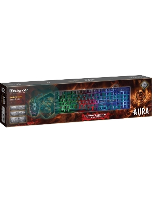 Комплект клавиатура+мышь Defender Aura MKP-117 проводной, USB, 2400 DPI, черный