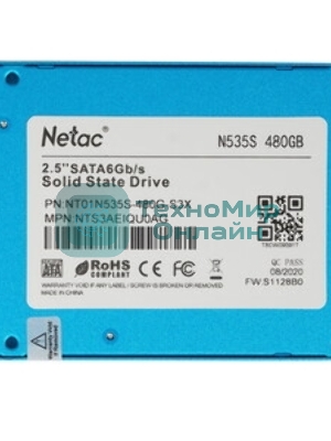 Накопитель SSD Netac N535S, 480Gb, SATA III, 2.5