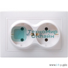 Розетка IEK ERK24-K01-16-DM РС12-3-КБ 2 местн. c з/к без защ.штор. 16А КВАРТА (белый)
