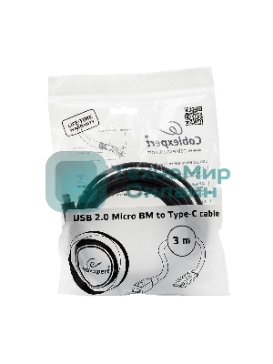 Кабель Cablexpert CCP-USB2-mBMCM-10 USB2.0 microBM/USB3.1TypeC, 3м, 