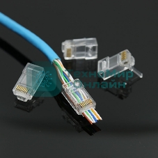 Коннектор RJ-45 (8P8C) LC-PTU-01/10 вилка универсальная. cat.5e. со сквозным отверстием(10 шт.)