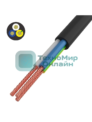 Провод соединительный ПВС Rexant 3x0,75 мм², черный, длина 5 метров, ГОСТ 7399-97