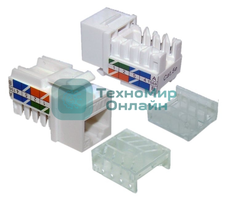 Модуль Keystone RJ45, Cat.5E, UTP, 90 градусов, белый