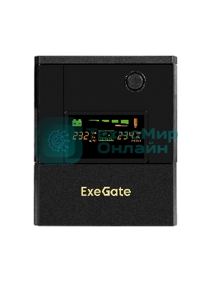 Источник бесперебойного питания ExeGate Smart LB-2000.LCD.AVR.4SH.USB (2000VA/1200W, цветной LCD, AVR, 4*Schuko, USB, батарея 12V 9Ah - 2 шт., металлический корпус, Black)