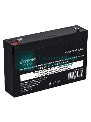 Батарея для ИБП ExeGate EP234536RUS GP 672/EXG672 (6V 7.2Ah) клеммы F1