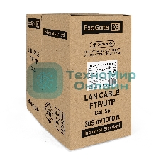 Кабель ExeGate SFTP 4 пары кат.5e медь, 24AWG, экран, бухта 305м, серый, PVC