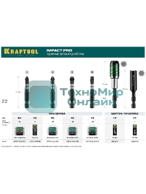 Биты KRAFTOOL Impact Pro, Philips, тип хвостовика E 1/4