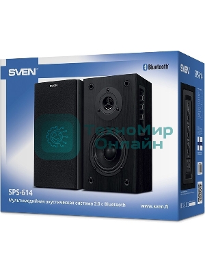 Акустическая система SVEN SPS-614 2.0 (2x20W, Bluetooth, дерево, black)