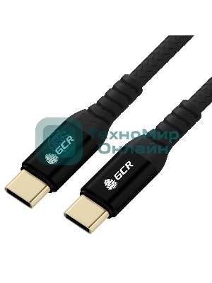 Кабель GCR Greenconnect 1.0m Type-C-C POWER DELIVERY 18 W, нейлон, черный, AL корпус, GOLD, GCR-56750