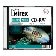 Диск CD-RW Mirex 700 Mb, 12х, Slim Case (1), (1/200)