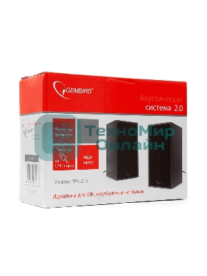 Акустическая система Gembird SPK-203, черный МДФ,2х3 Вт, регулятор громкости, USB