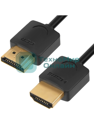 Кабель Greenconnect SLIM 1.5m HDMI 2.0, черный Slim, OD3.8мм, HDR 4:2:2, Ultra HD, 4K 60 fps 60Hz, 3D, AUDIO, 18.0 Гбит/с, 32/32 AWG, GCR-51595