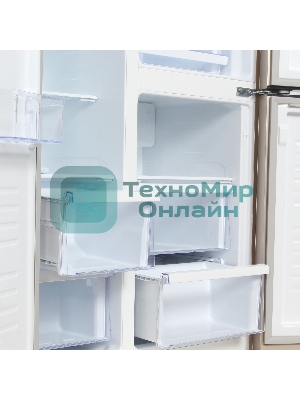 Холодильник Hyundai CS6073FV шампань трехкамерный 329/223л морозилка сбоку, No Frost, Side by Side